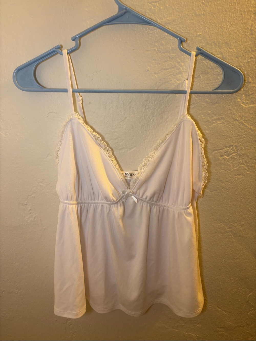 White Lace-Trim Satin Camisole